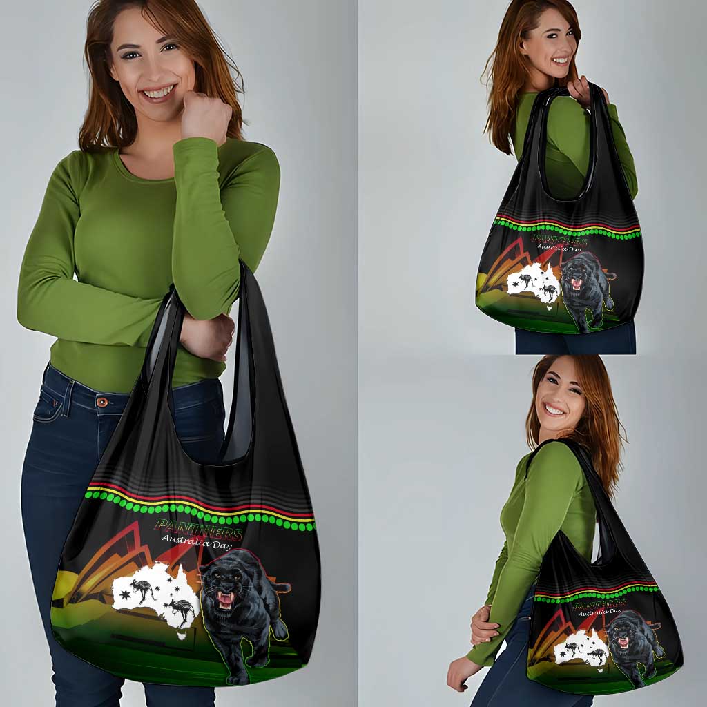 Australia Day Panthers Grocery Bag NRL 2024 Sydney Opera House With Map - Black