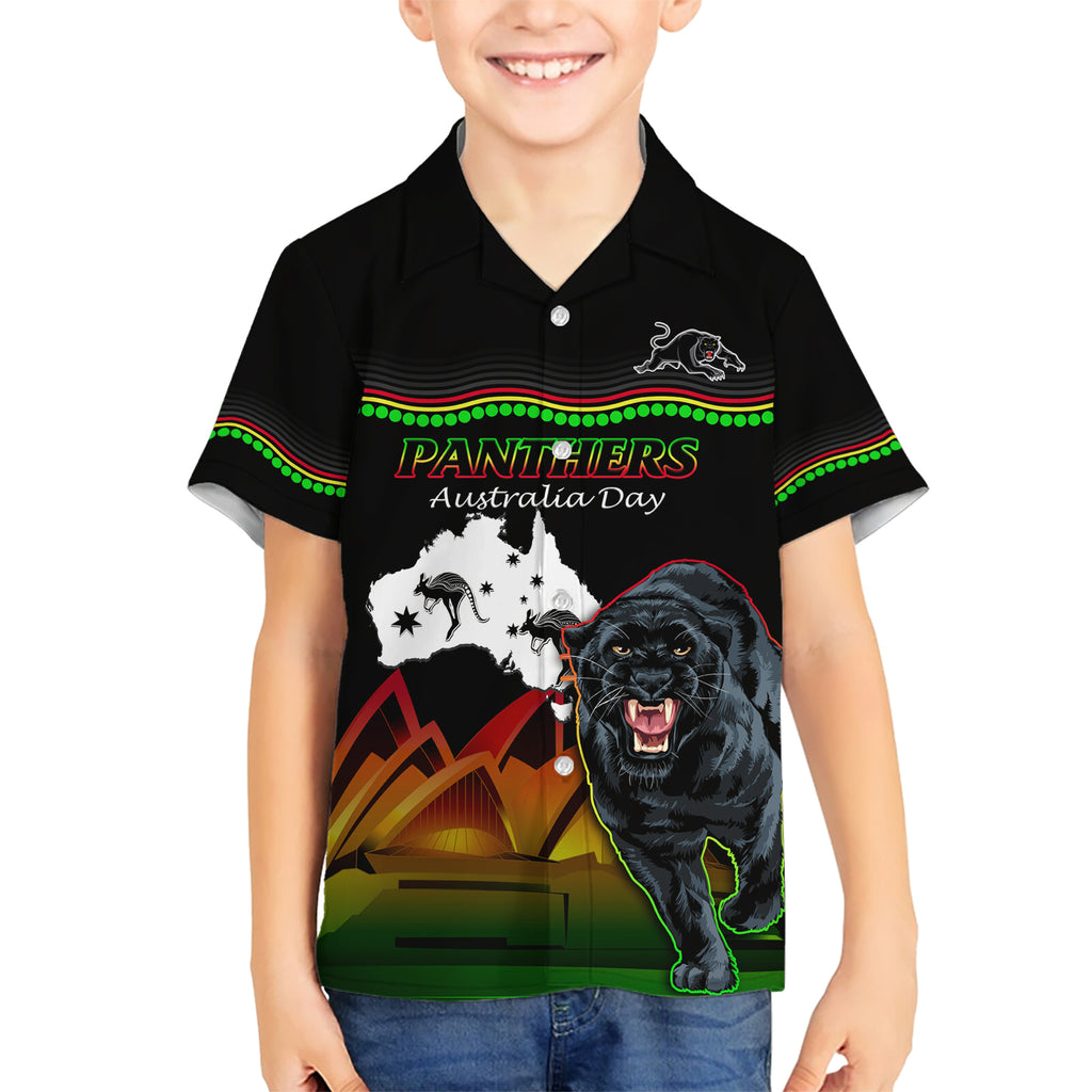 Custom Australia Day Panthers Hawaiian Shirt NRL 2024 Sydney Opera House With Map - Black