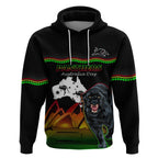 Custom Australia Day Panthers Hoodie NRL 2024 Sydney Opera House With Map - Black