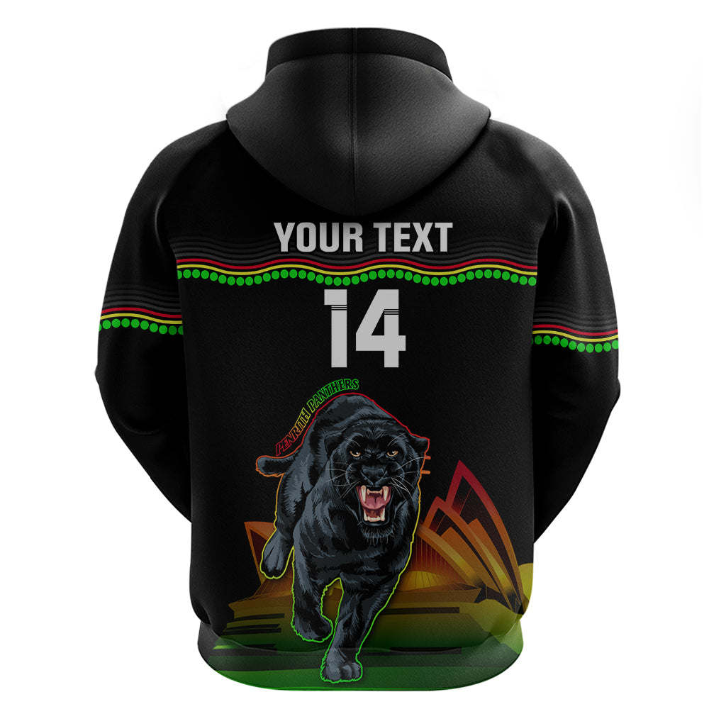Custom Australia Day Panthers Hoodie NRL 2024 Sydney Opera House With Map - Black