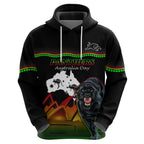 Custom Australia Day Panthers Hoodie NRL 2024 Sydney Opera House With Map - Black