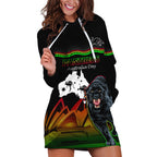 Custom Australia Day Panthers Hoodie Dress NRL 2024 Sydney Opera House With Map - Black