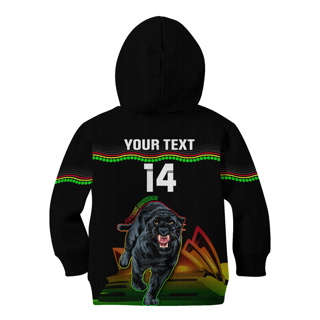 Custom Australia Day Panthers Kid Hoodie NRL 2024 Sydney Opera House With Map - Black