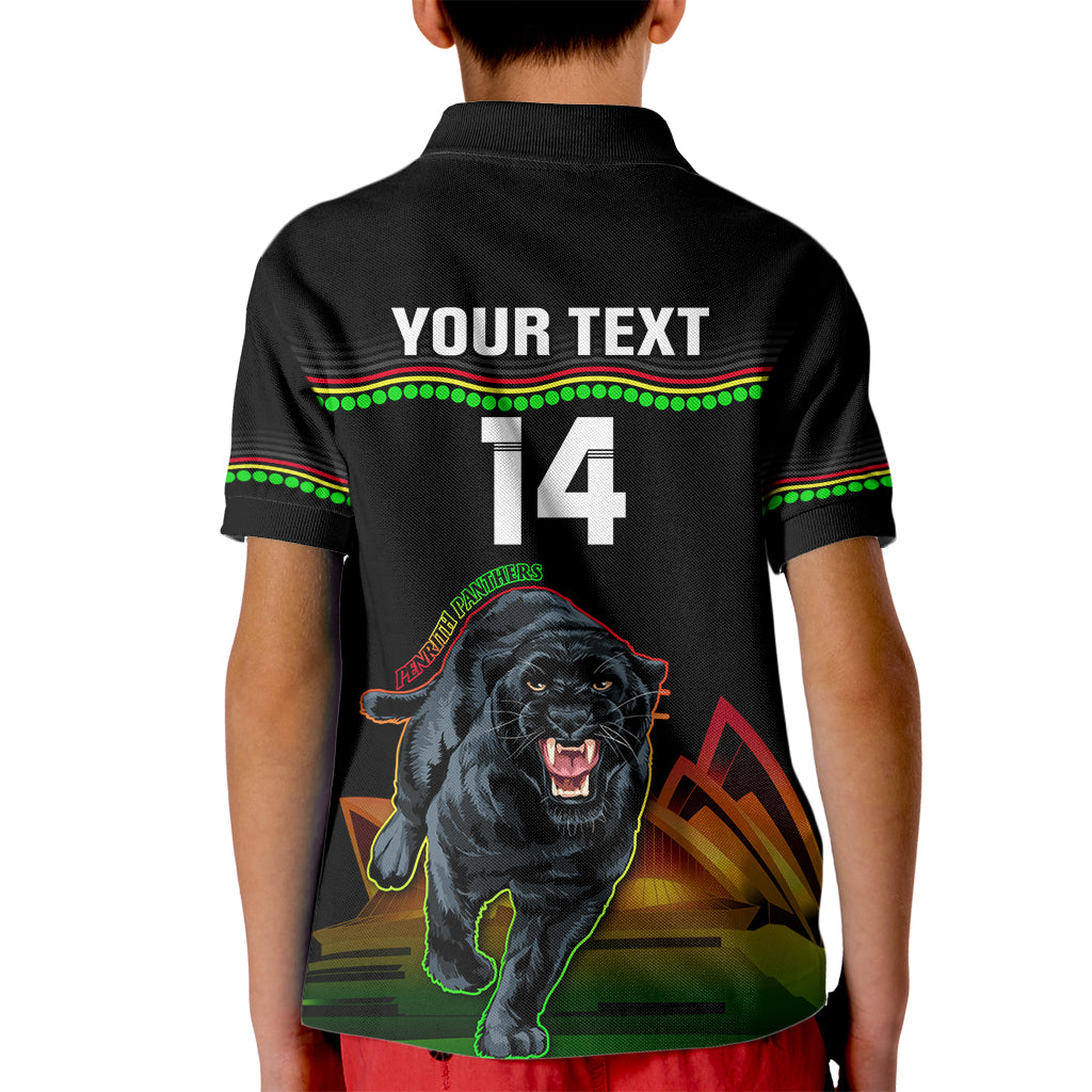 Custom Australia Day Panthers Kid Polo Shirt NRL 2024 Sydney Opera House With Map - Black