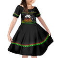 Custom Australia Day Panthers Kid Short Sleeve Dress NRL 2024 Sydney Opera House With Map - Black