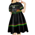 Custom Australia Day Panthers Kid Short Sleeve Dress NRL 2024 Sydney Opera House With Map - Black