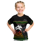 Custom Australia Day Panthers Kid T Shirt NRL 2024 Sydney Opera House With Map - Black