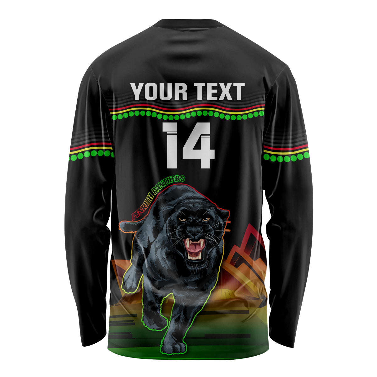 Custom Australia Day Panthers Long Sleeve Shirt NRL 2024 Sydney Opera House With Map - Black