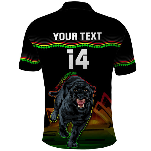 Custom Australia Day Panthers Polo Shirt NRL 2024 Sydney Opera House With Map - Black