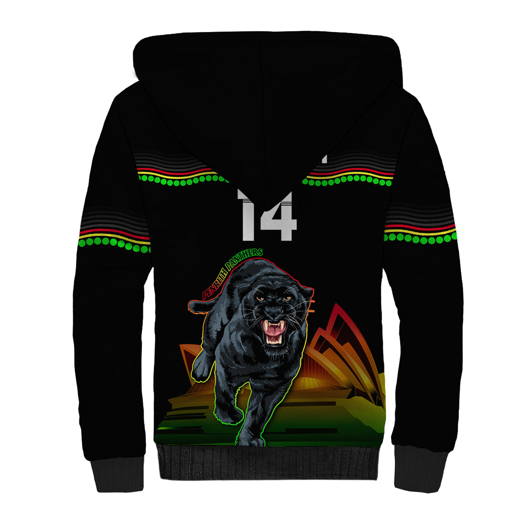 Custom Australia Day Panthers Sherpa Hoodie NRL 2024 Sydney Opera House With Map - Black