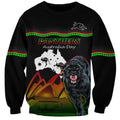 Custom Australia Day Panthers Sweatshirt NRL 2024 Sydney Opera House With Map - Black