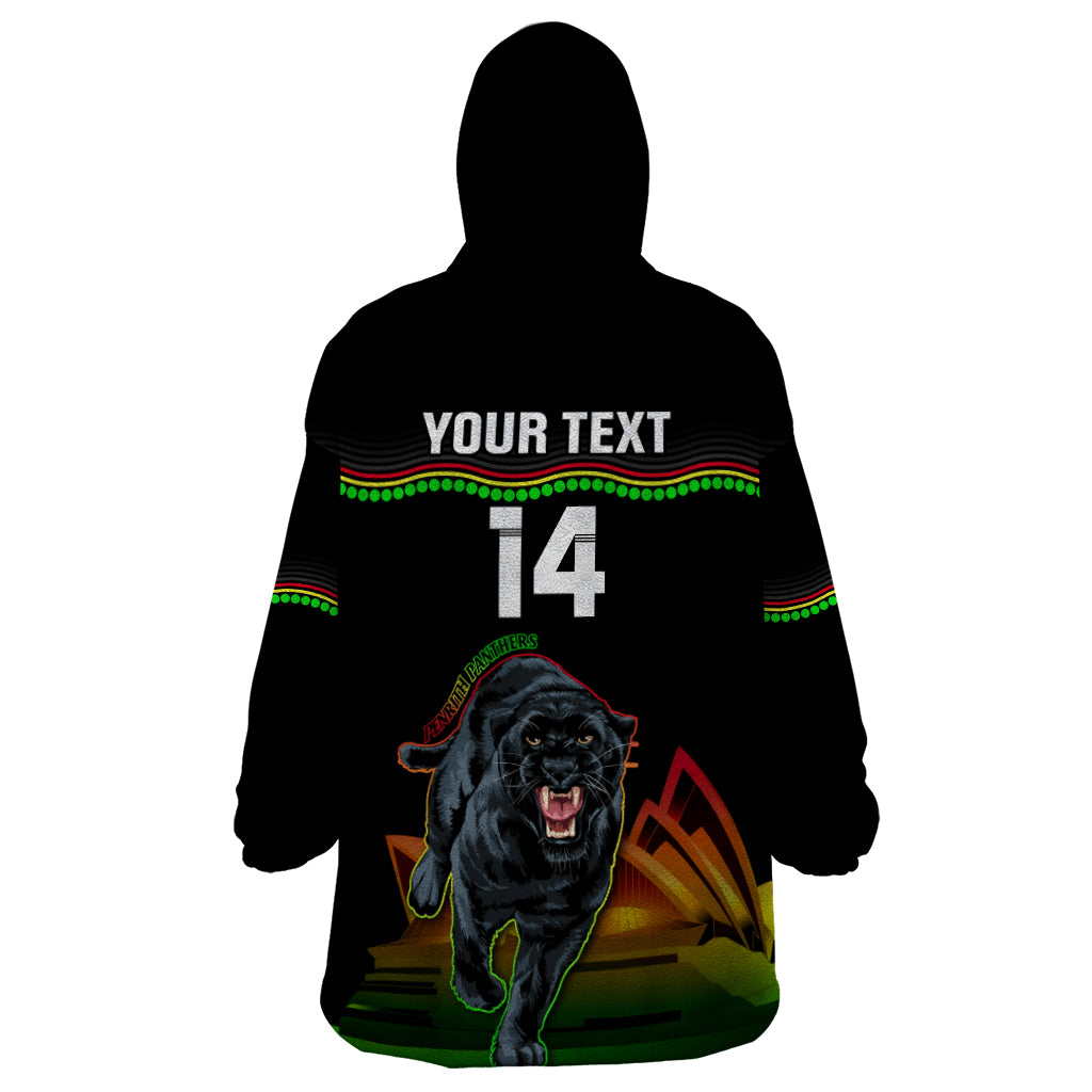 Custom Australia Day Panthers Wearable Blanket Hoodie NRL 2024 Sydney Opera House With Map - Black