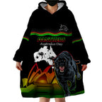 Custom Australia Day Panthers Wearable Blanket Hoodie NRL 2024 Sydney Opera House With Map - Black