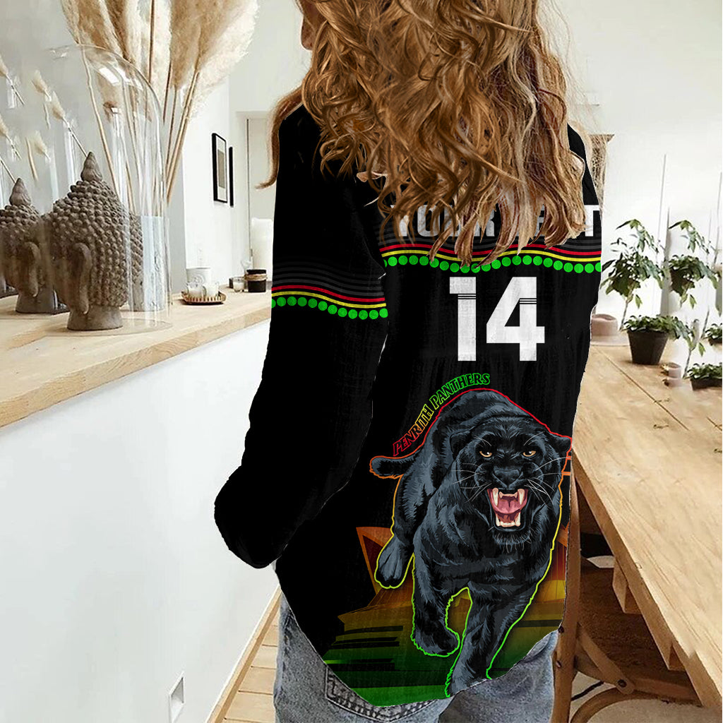 Custom Australia Day Panthers Women Casual Shirt NRL 2024 Sydney Opera House With Map - Black