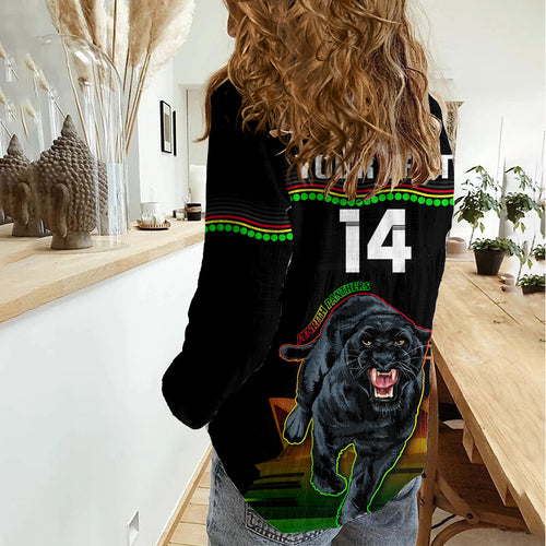 Custom Australia Day Panthers Women Casual Shirt NRL 2024 Sydney Opera House With Map - Black