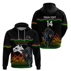 Custom Australia Day Panthers Zip Hoodie NRL 2024 Sydney Opera House With Map - Black