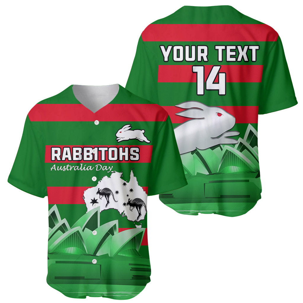 Custom Australia Day Rabbitohs Baseball Jersey NRL 2024 Sydney Opera House With Map
