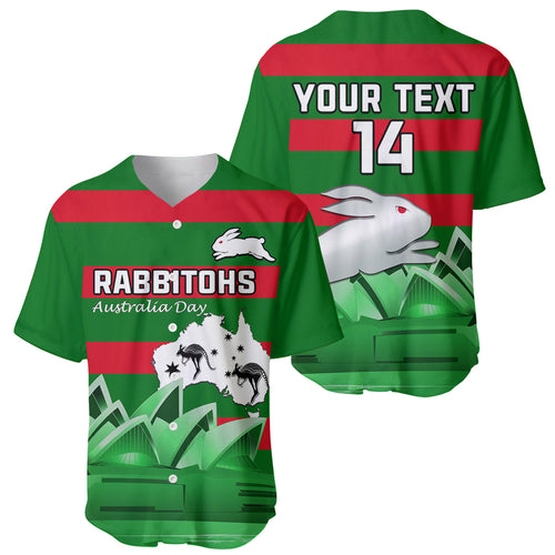 Custom Australia Day Rabbitohs Baseball Jersey NRL 2024 Sydney Opera House With Map