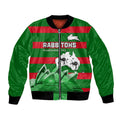 Custom Australia Day Rabbitohs Bomber Jacket NRL 2024 Sydney Opera House With Map