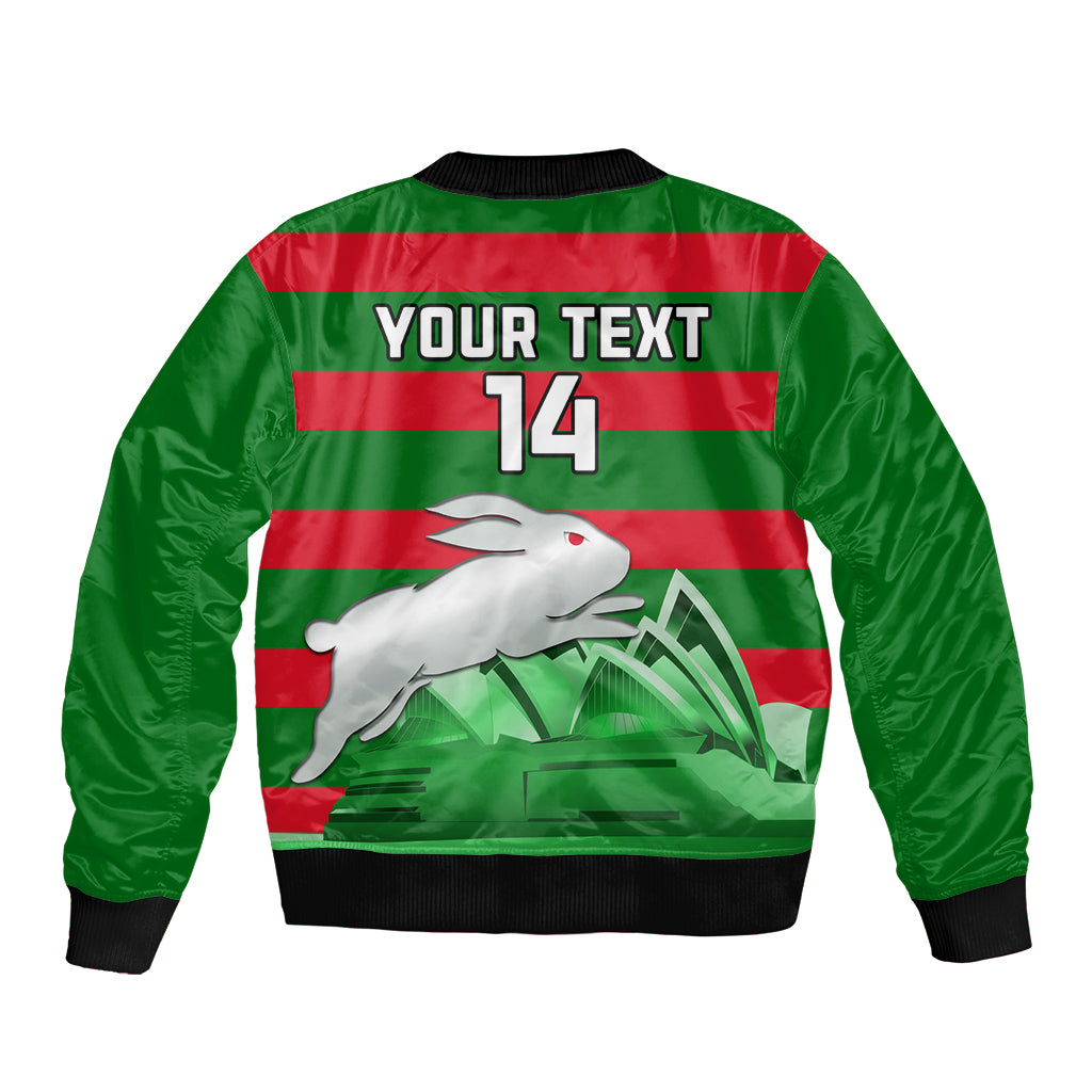 Custom Australia Day Rabbitohs Bomber Jacket NRL 2024 Sydney Opera House With Map