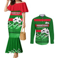 Custom Australia Day Rabbitohs Couples Matching Mermaid Dress and Long Sleeve Button Shirt NRL 2024 Sydney Opera House With Map