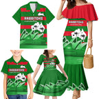 Custom Australia Day Rabbitohs Family Matching Mermaid Dress and Hawaiian Shirt NRL 2024 Sydney Opera House With Map
