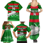 Custom Australia Day Rabbitohs Family Matching Summer Maxi Dress and Hawaiian Shirt NRL 2024 Sydney Opera House With Map