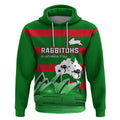 Custom Australia Day Rabbitohs Hoodie NRL 2024 Sydney Opera House With Map