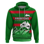 Custom Australia Day Rabbitohs Hoodie NRL 2024 Sydney Opera House With Map