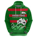 Custom Australia Day Rabbitohs Hoodie NRL 2024 Sydney Opera House With Map