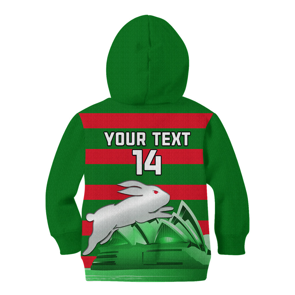 Custom Australia Day Rabbitohs Kid Hoodie NRL 2024 Sydney Opera House With Map