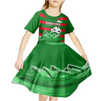 Custom Australia Day Rabbitohs Kid Short Sleeve Dress NRL 2024 Sydney Opera House With Map