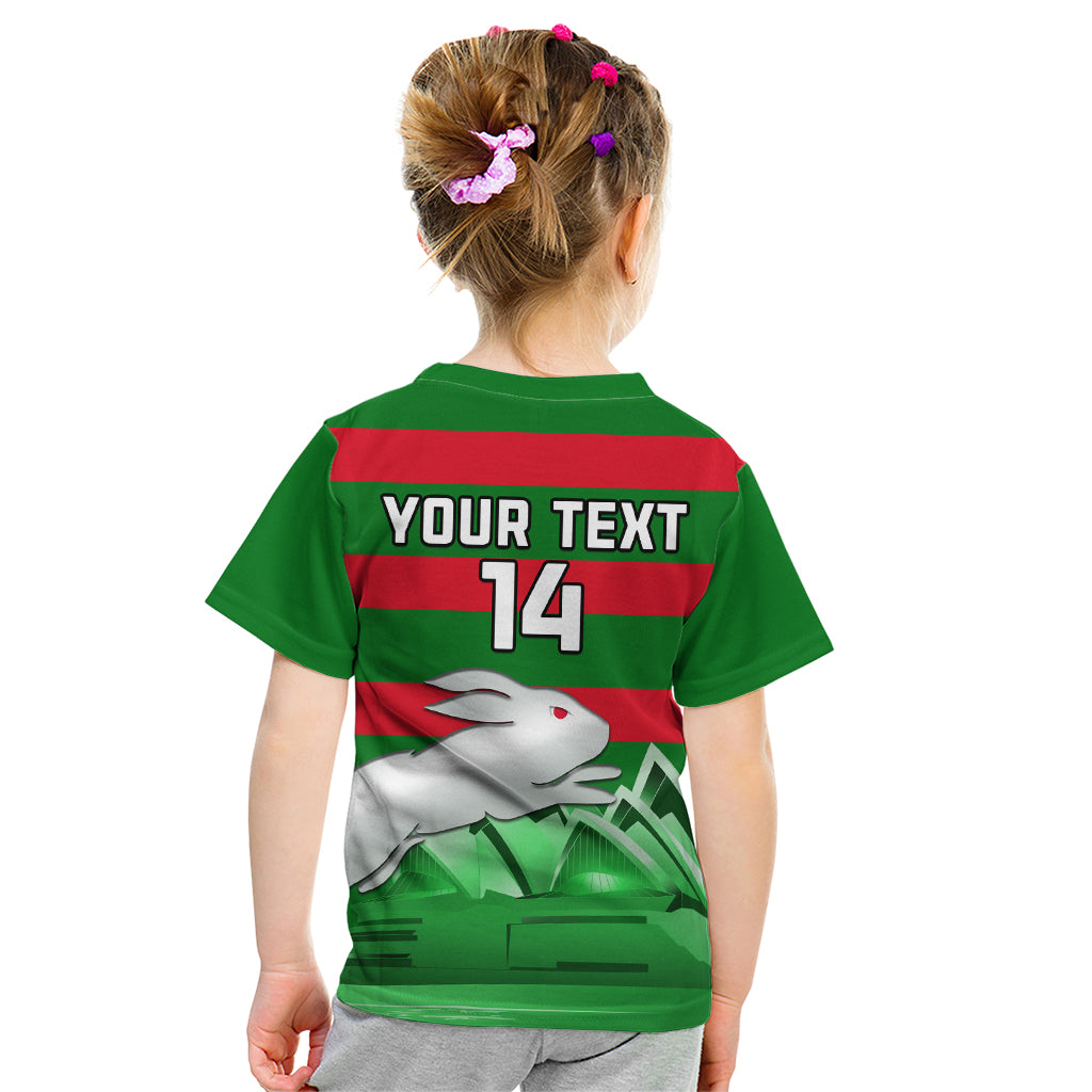 Custom Australia Day Rabbitohs Kid T Shirt NRL 2024 Sydney Opera House With Map