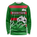 Custom Australia Day Rabbitohs Long Sleeve Shirt NRL 2024 Sydney Opera House With Map