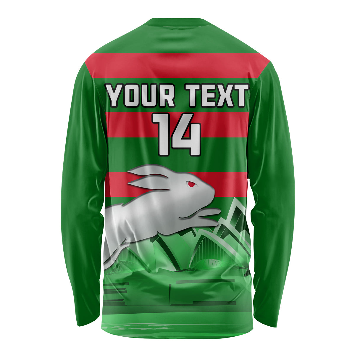 Custom Australia Day Rabbitohs Long Sleeve Shirt NRL 2024 Sydney Opera House With Map