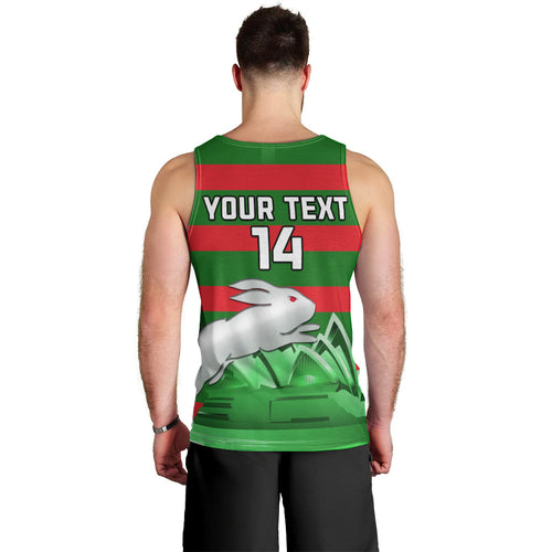Custom Australia Day Rabbitohs Men Tank Top NRL 2024 Sydney Opera House With Map