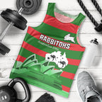 Custom Australia Day Rabbitohs Men Tank Top NRL 2024 Sydney Opera House With Map