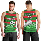 Custom Australia Day Rabbitohs Men Tank Top NRL 2024 Sydney Opera House With Map