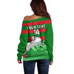 Custom Australia Day Rabbitohs Off Shoulder Sweater NRL 2024 Sydney Opera House With Map