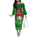 Custom Australia Day Rabbitohs Off The Shoulder Long Sleeve Dress NRL 2024 Sydney Opera House With Map