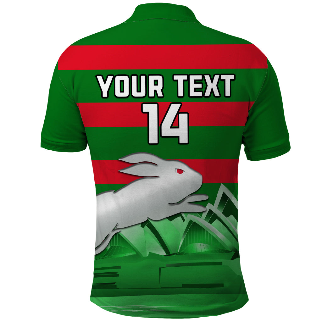 Custom Australia Day Rabbitohs Polo Shirt NRL 2024 Sydney Opera House With Map