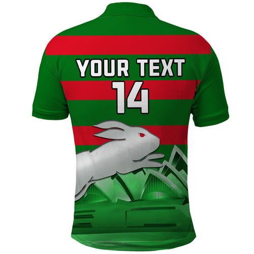 Custom Australia Day Rabbitohs Polo Shirt NRL 2024 Sydney Opera House With Map