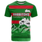 Custom Australia Day Rabbitohs T Shirt NRL 2024 Sydney Opera House With Map