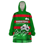 Custom Australia Day Rabbitohs Wearable Blanket Hoodie NRL 2024 Sydney Opera House With Map