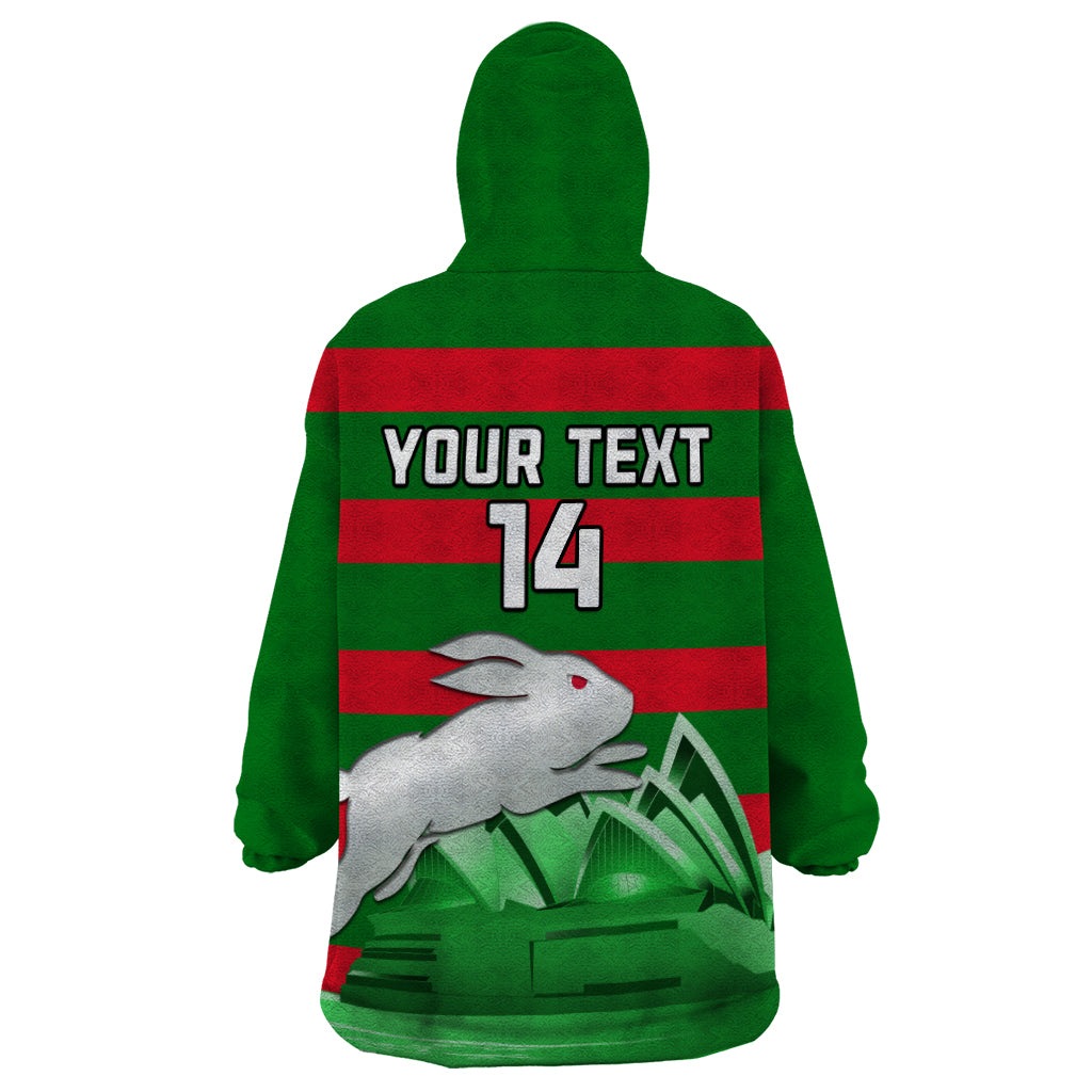Custom Australia Day Rabbitohs Wearable Blanket Hoodie NRL 2024 Sydney Opera House With Map