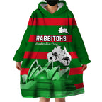 Custom Australia Day Rabbitohs Wearable Blanket Hoodie NRL 2024 Sydney Opera House With Map