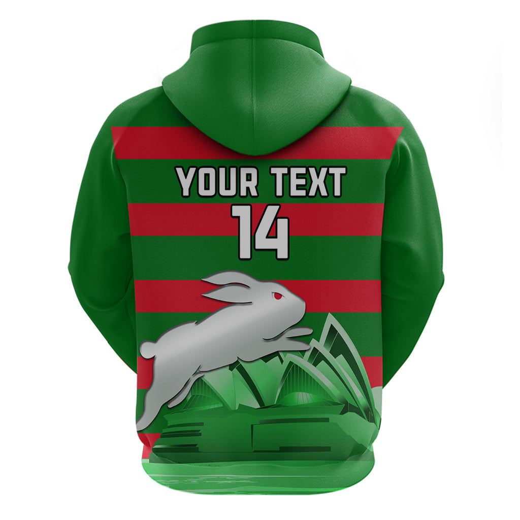 Custom Australia Day Rabbitohs Zip Hoodie NRL 2024 Sydney Opera House With Map