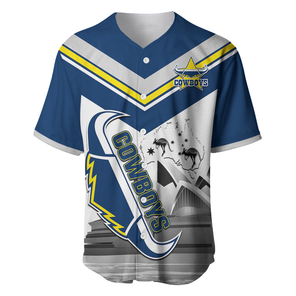 Custom Australia Day Cowboys Baseball Jersey NRL 2024 Sydney Opera House With Map
