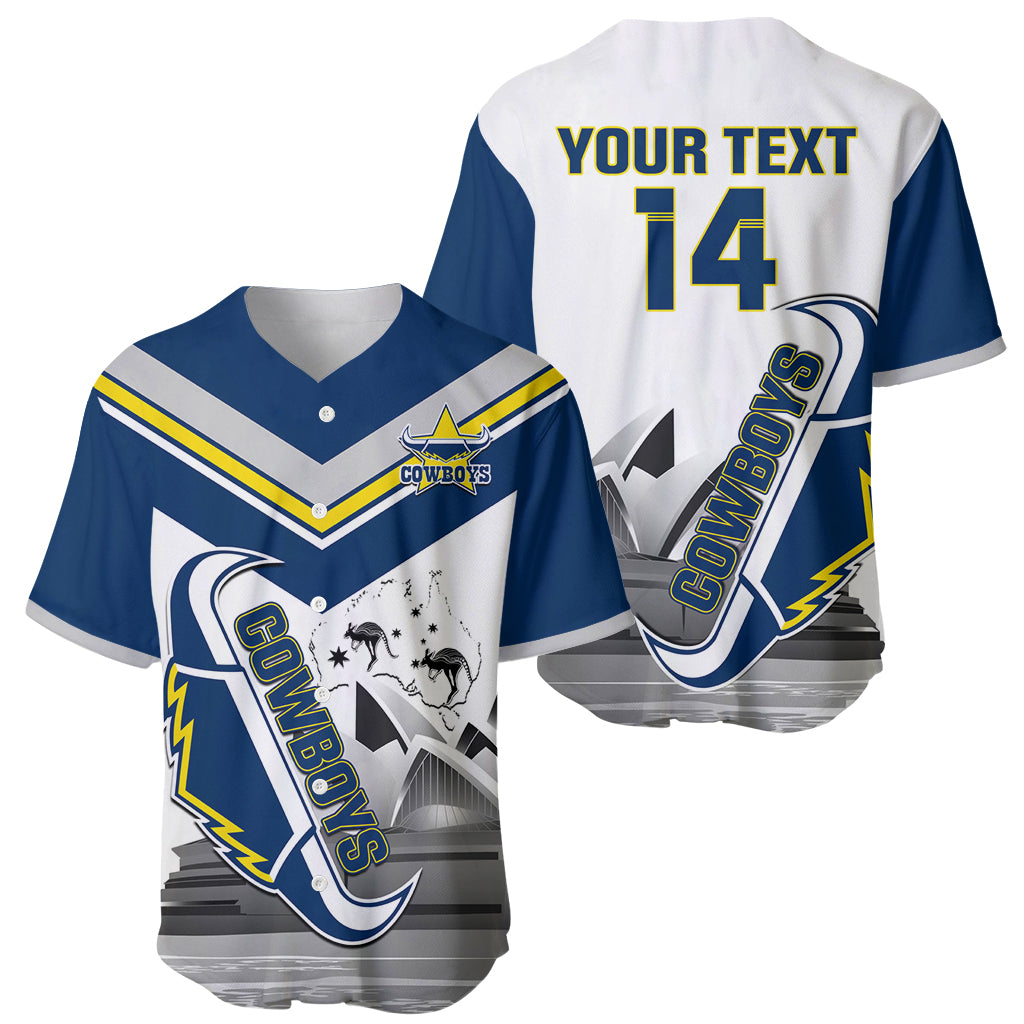 Custom Australia Day Cowboys Baseball Jersey NRL 2024 Sydney Opera House With Map