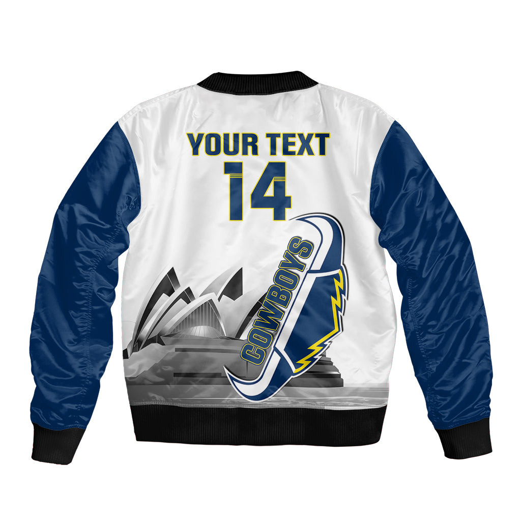Custom Australia Day Cowboys Bomber Jacket NRL 2024 Sydney Opera House With Map